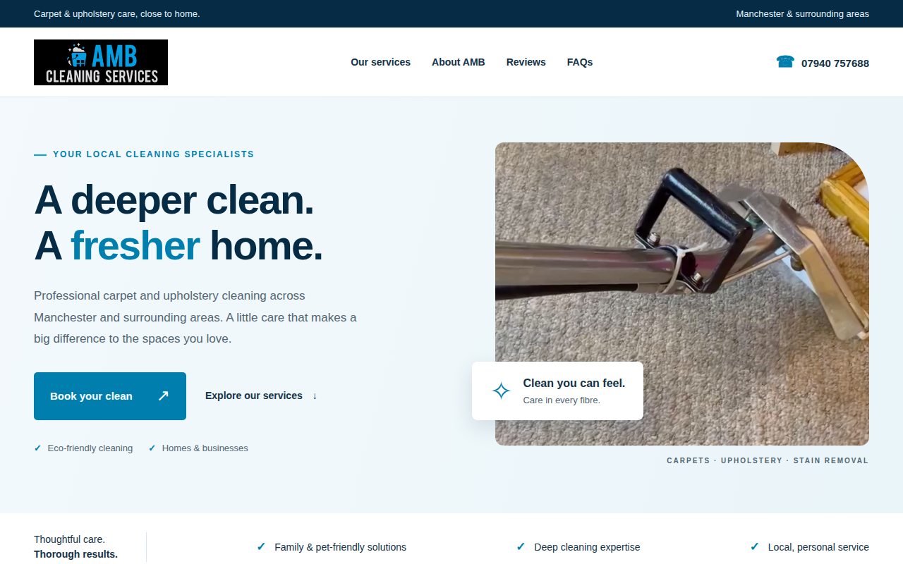 AMB Cleaning Services website designed by IVI SEO