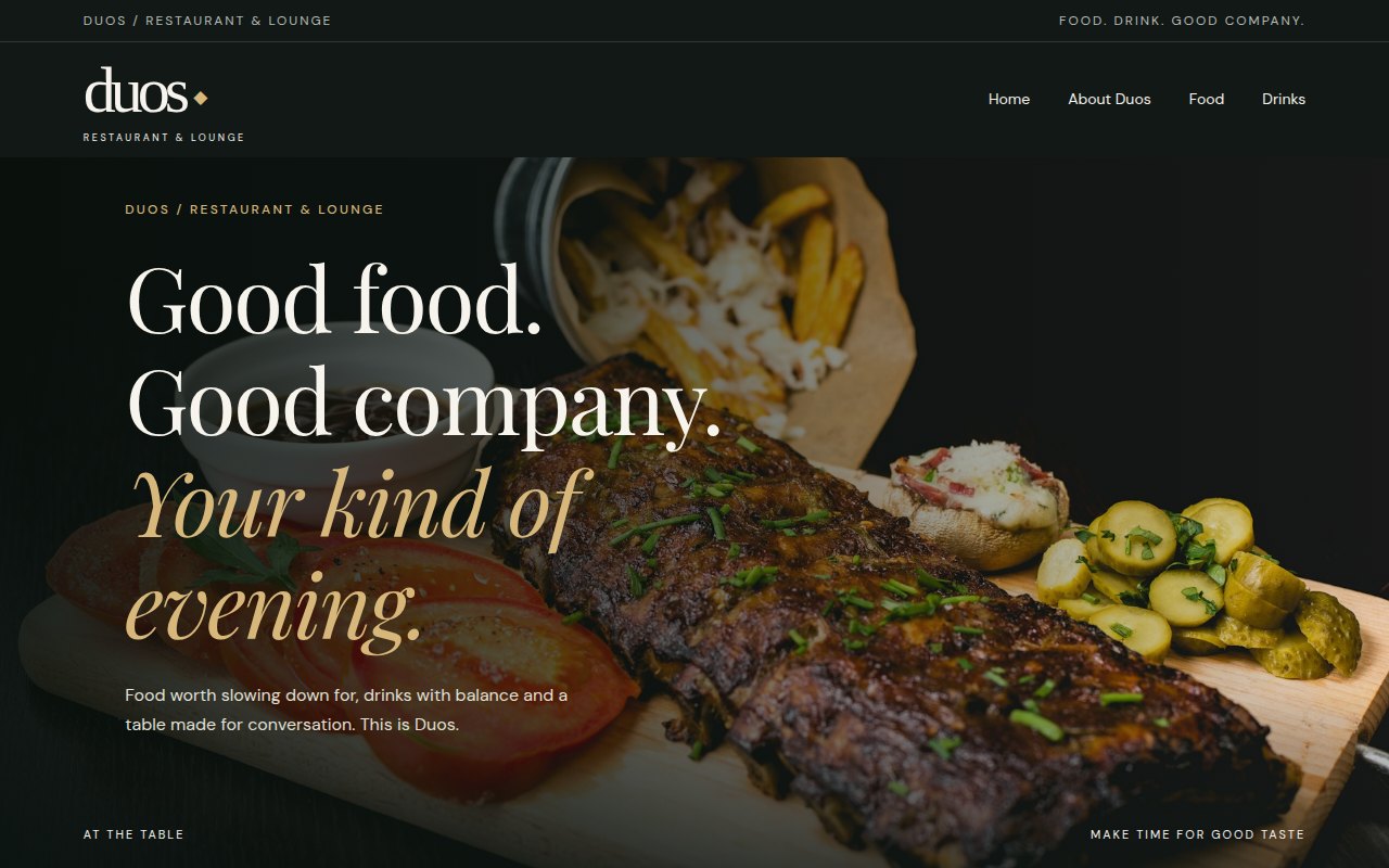 Duos Restaurant & Lounge website
