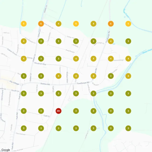Google Maps rankings for house rewire around Haxby, June