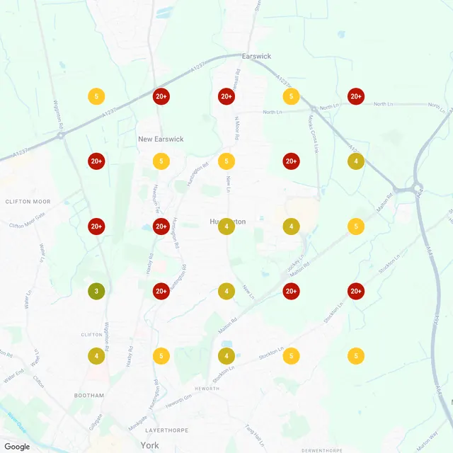 Google Maps rankings for emergency electrician around Huntington, Early June