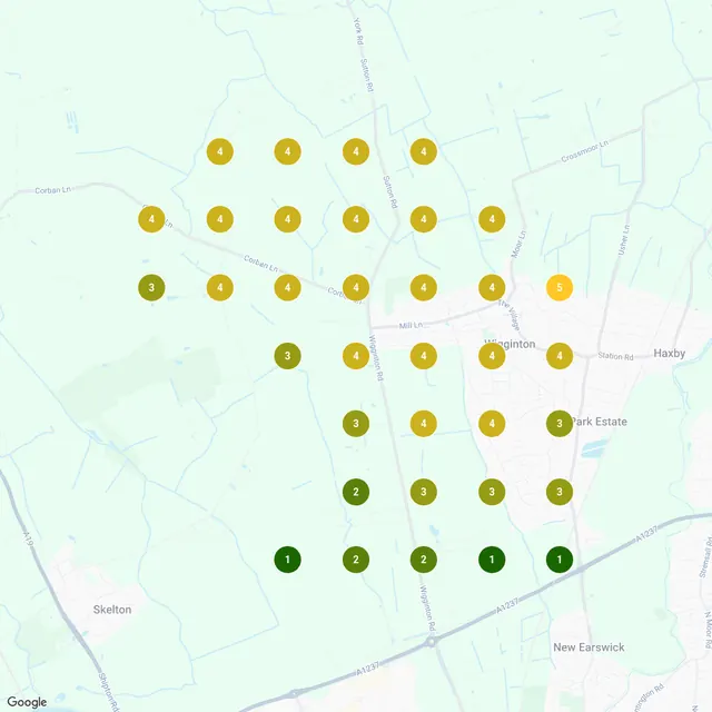 Google Maps rankings for electrician around Wigginton, July