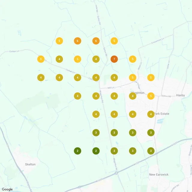 Google Maps rankings for electrician around Wigginton, Early June