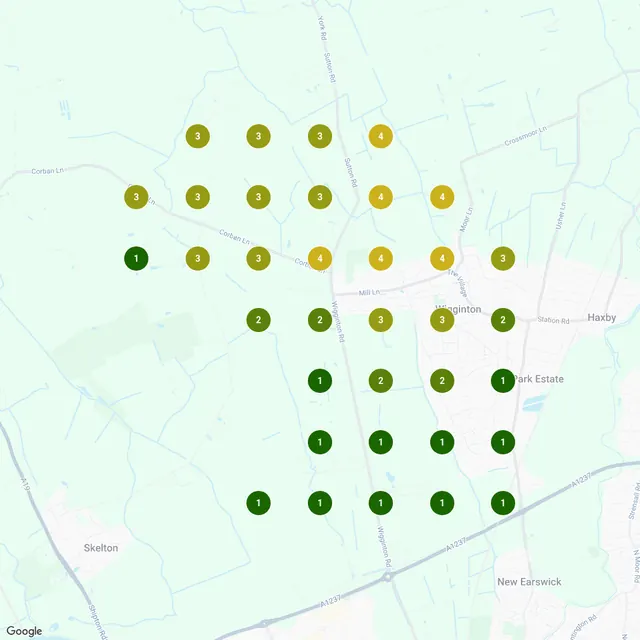 Google Maps rankings for emergency electrician around Wigginton, Late June